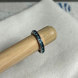 Brighton Blue Eternal Ring Stackable Silver Plated Crystals Size 7.5